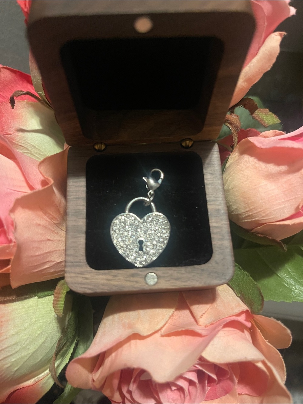 Origami Owl Silver Pave Heart Lock Necklace
